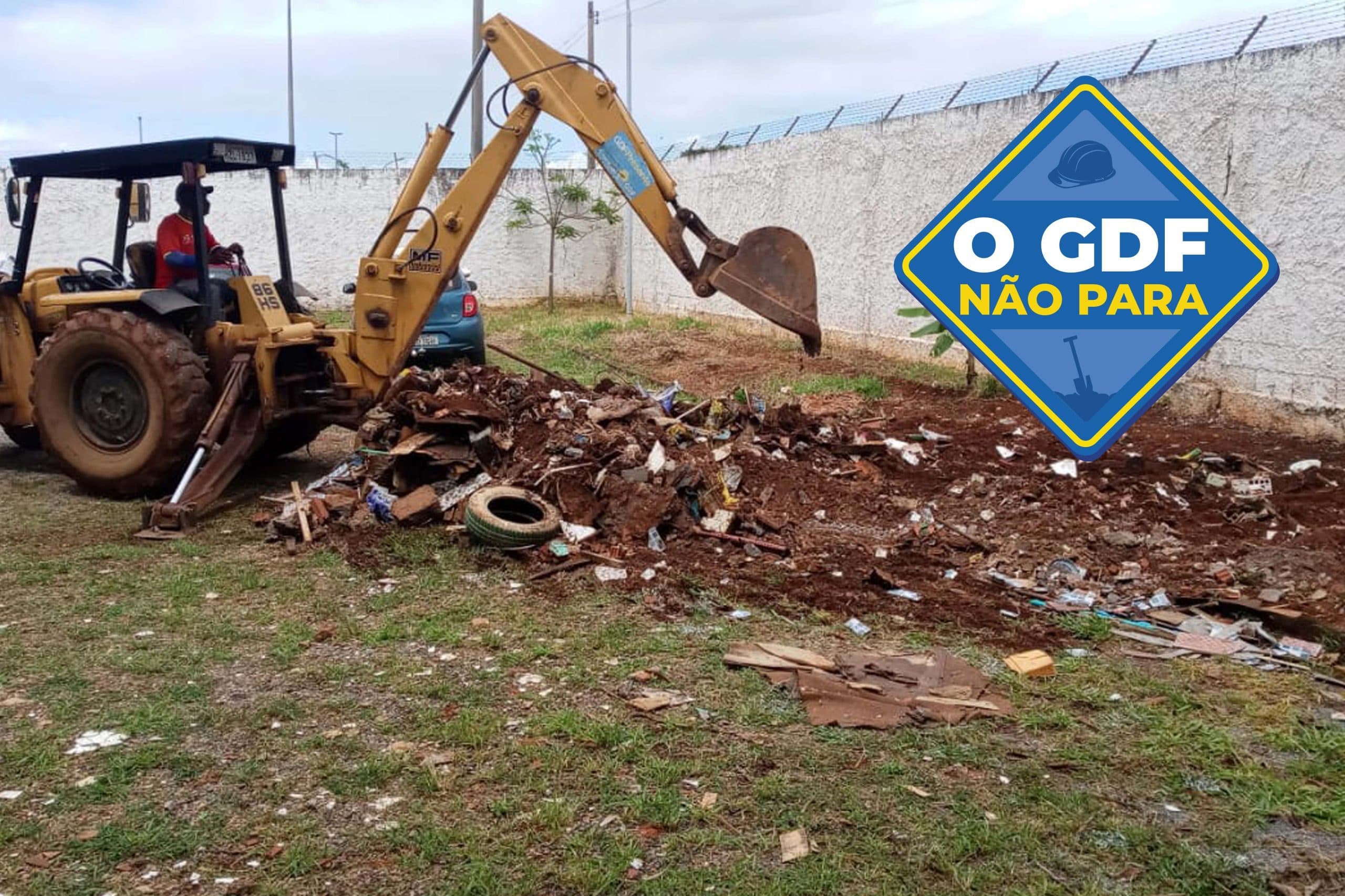 Operação retira 10 toneladas de entulho de escolinha do Gama