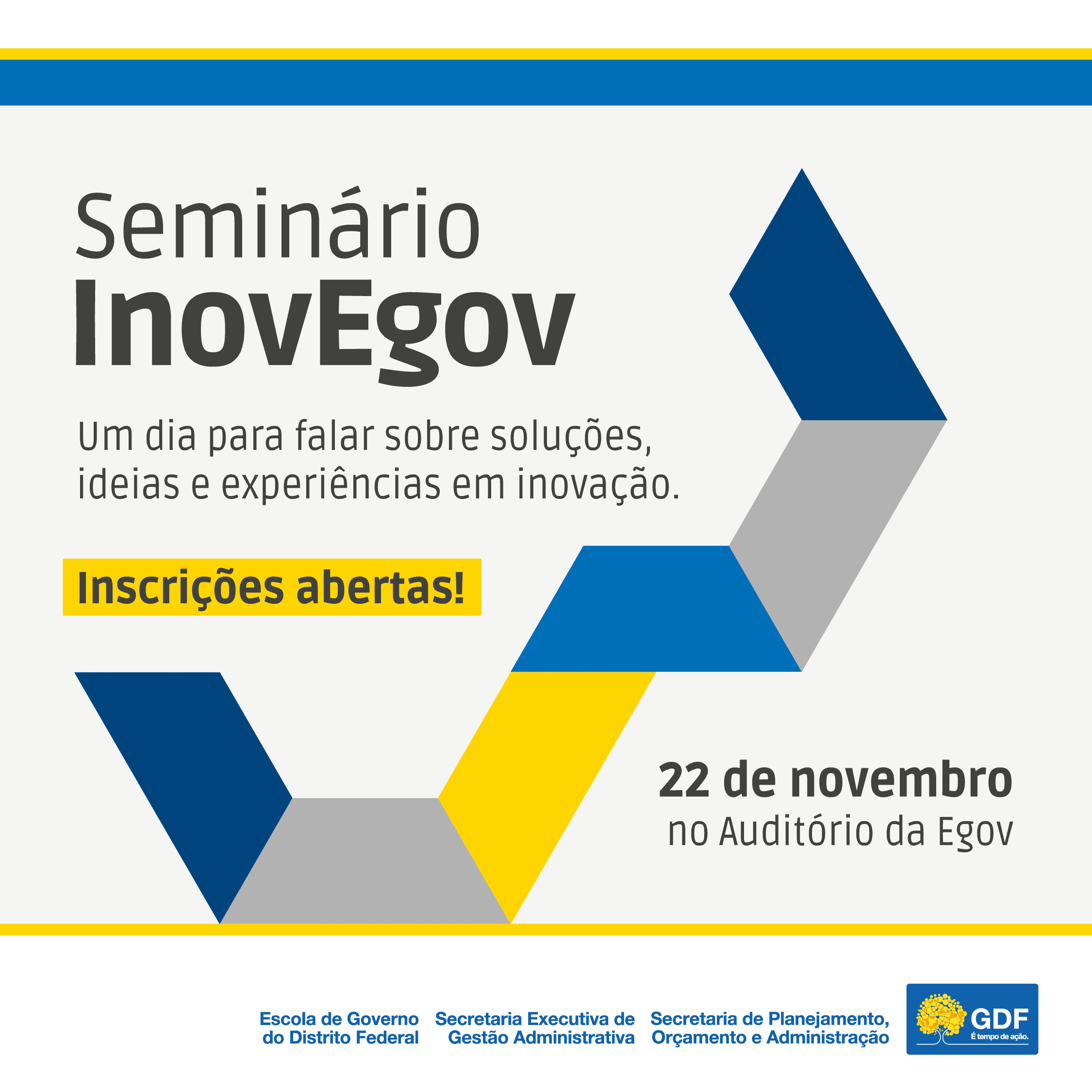 Seminário sobre soluções, ideias e experiências em inovação, nesta terça