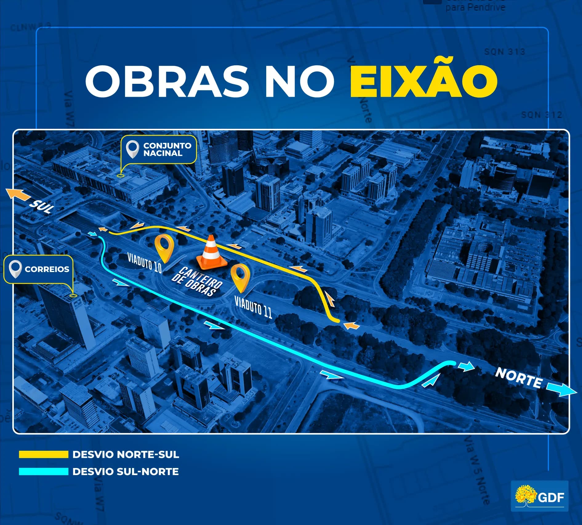 Obras no eixão norte garantem mais segurança e mobilidade para Brasília