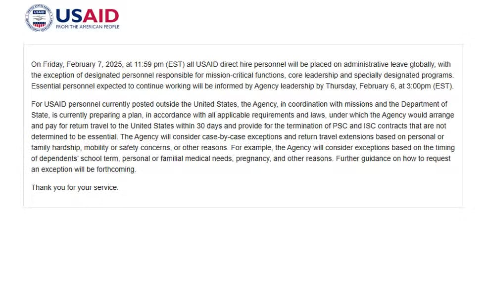 Site da USAID volta ao ar com nota de despedida após anúncio de fechamento