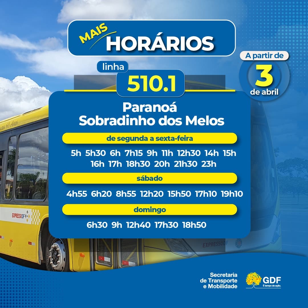 Mais viagens de ônibus para Sobradinho dos Melos