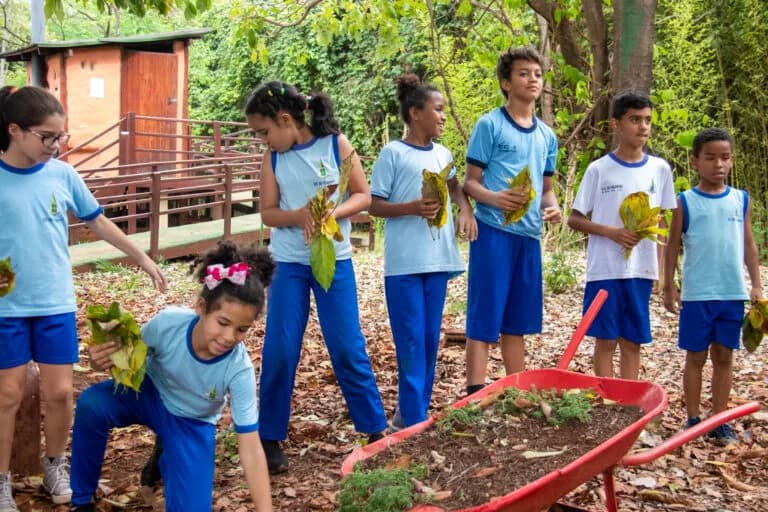 Na sala de aula, estudantes aprendem a respeitar o meio ambiente